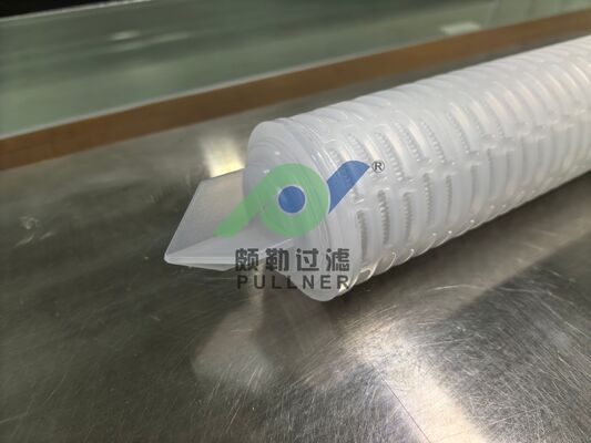 Cartouche filtrante plissée en PTFE de 40 pouces avec silicone rouge pour filtration chimique à haut débit et liquide de haute pureté
